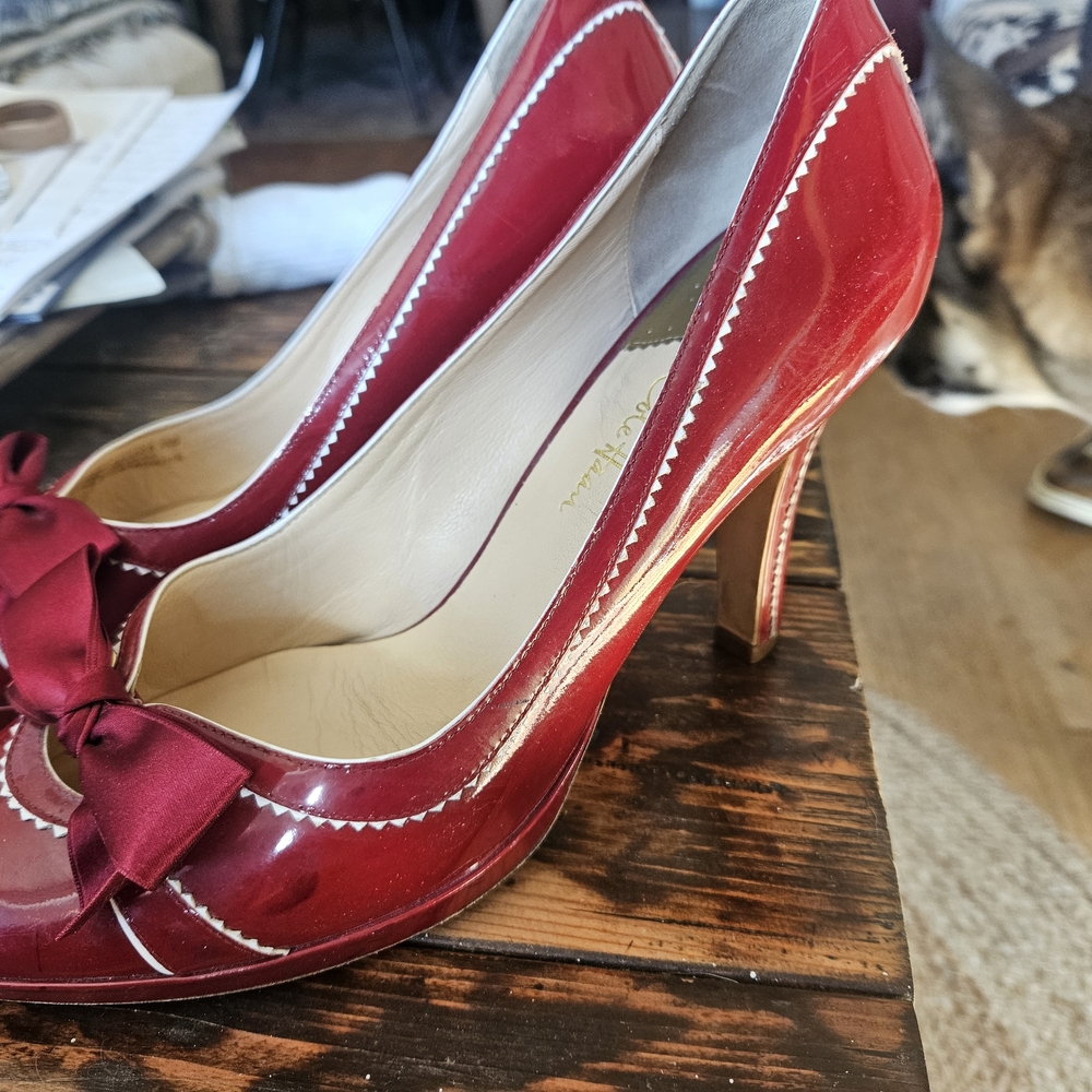 Cole Haan Red Patent Leather Heels with Bow